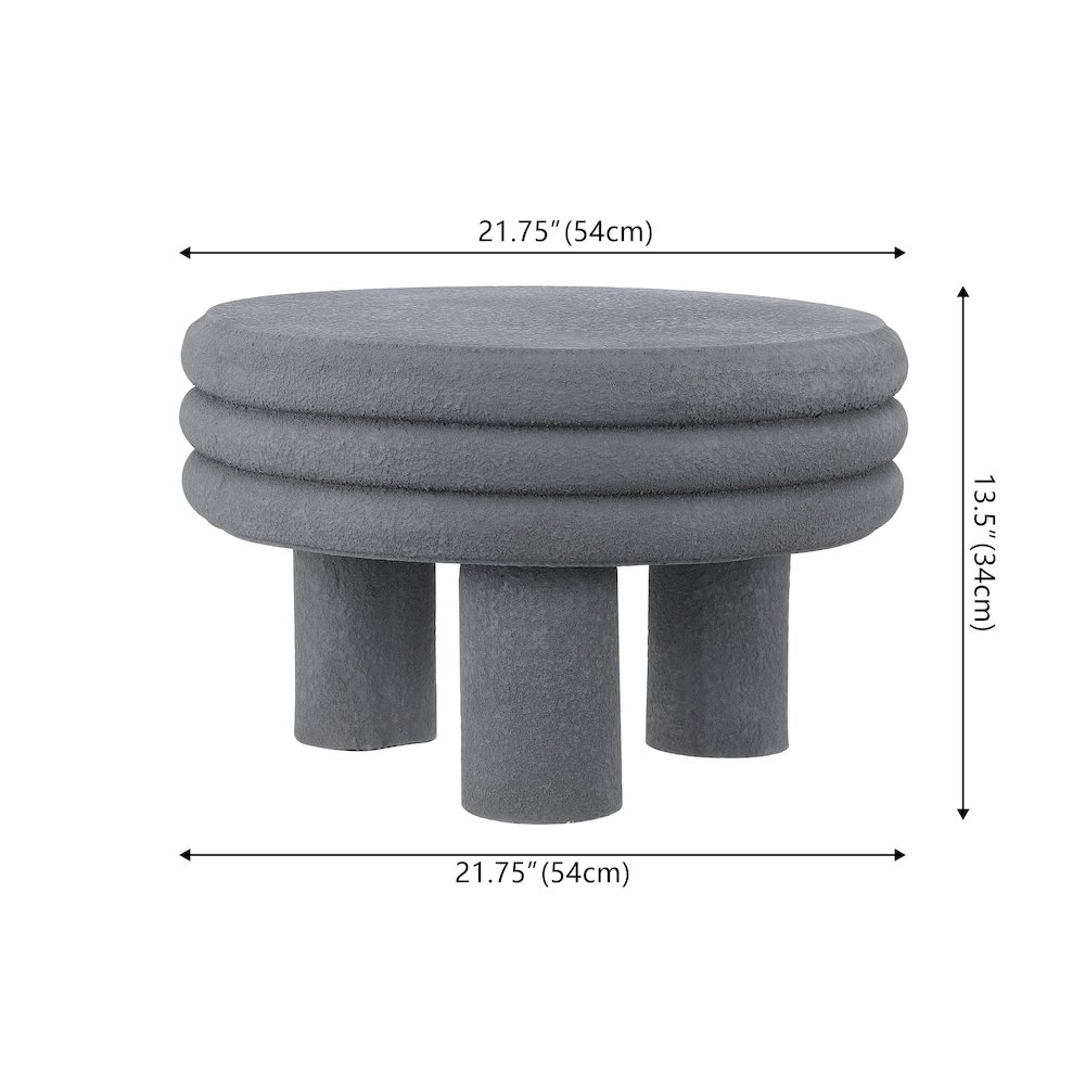 Rashida 13.5" Modern Round Polyresin Indoor Outdoor Accent Coffee Table. Picture 3