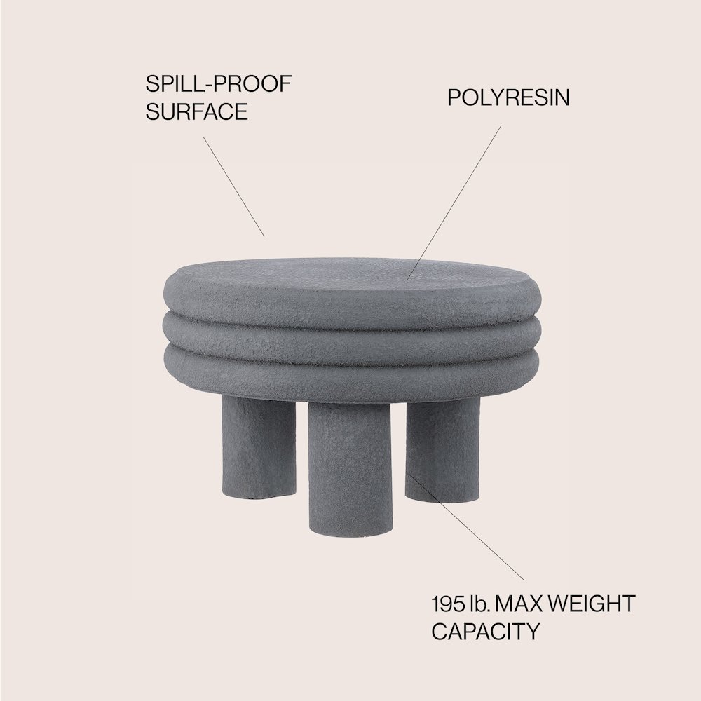Rashida 13.5" Modern Round Polyresin Indoor Outdoor Accent Coffee Table. Picture 4