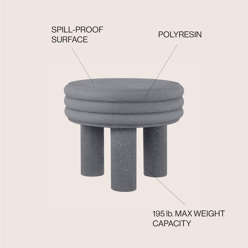 Rashida 18" Modern Round Polyresin Indoor Outdoor Accent Coffee Table. Picture 4