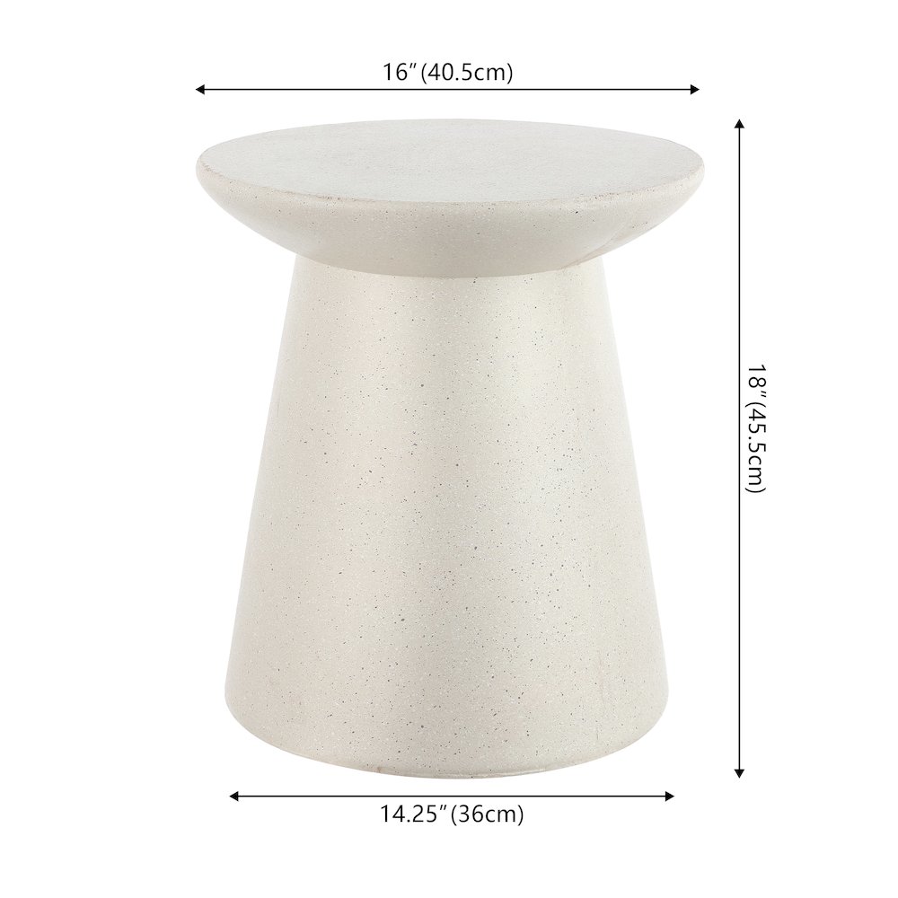 Hollie 18" Minimalist Cream Terrazzo Polyresin Indoor/Outdoor Accent Table. Picture 3