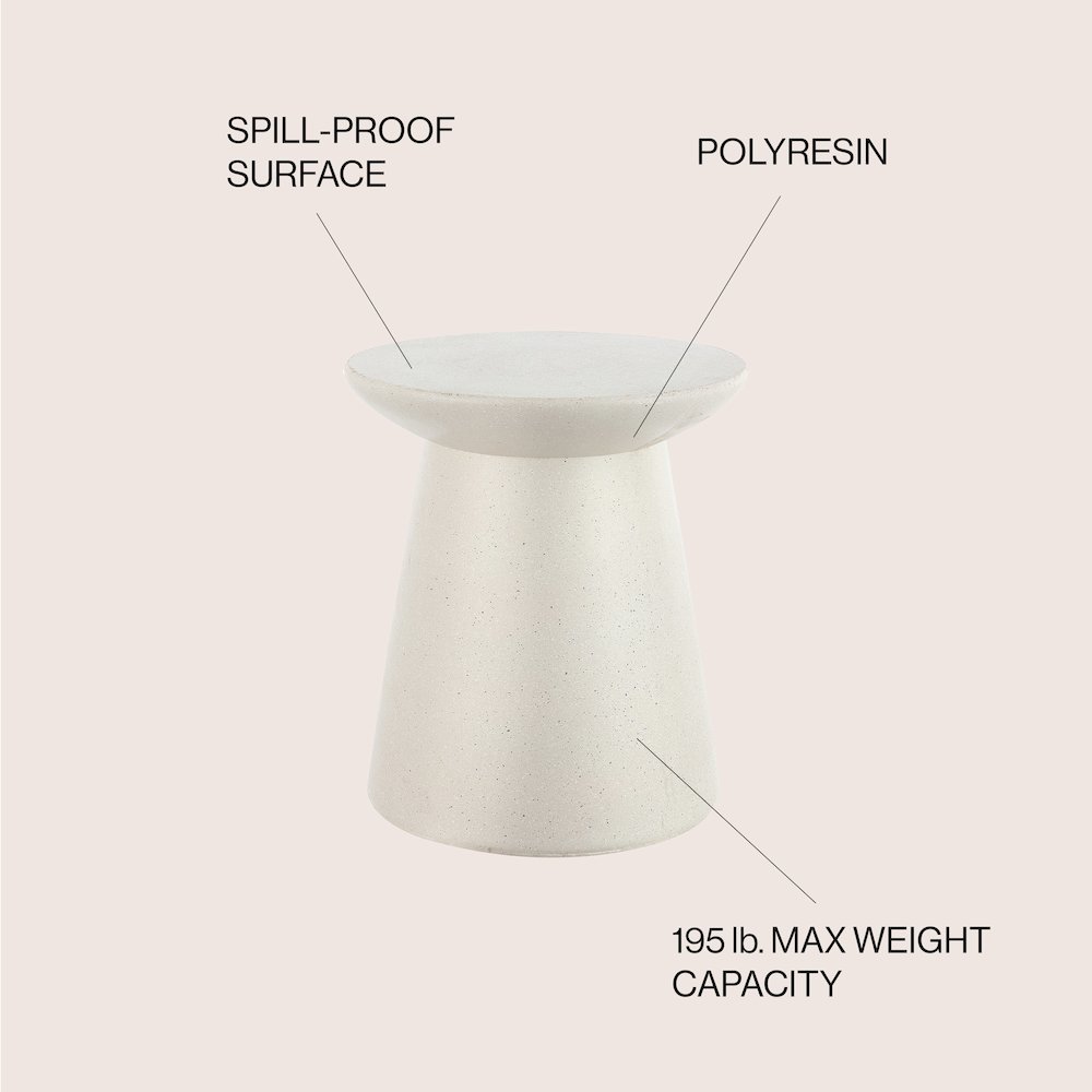 Hollie 18" Minimalist Cream Terrazzo Polyresin Indoor/Outdoor Accent Table. Picture 4