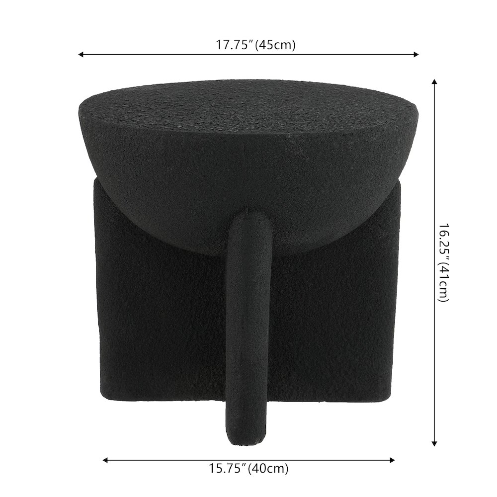 Brady 16.25" Minimalist Sculptural Indoor/Outdoor Accent Table and Garden Stool. Picture 3