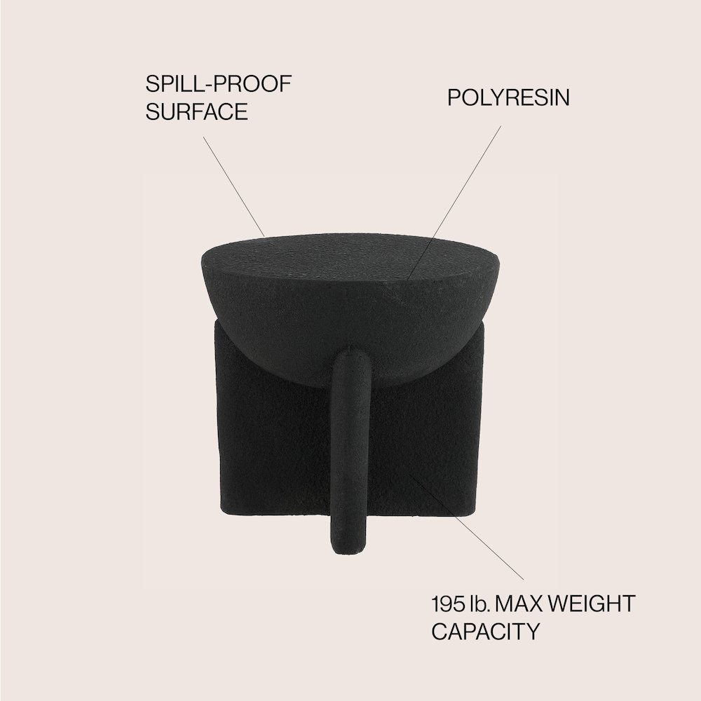 Brady 16.25" Minimalist Sculptural Indoor/Outdoor Accent Table and Garden Stool. Picture 4