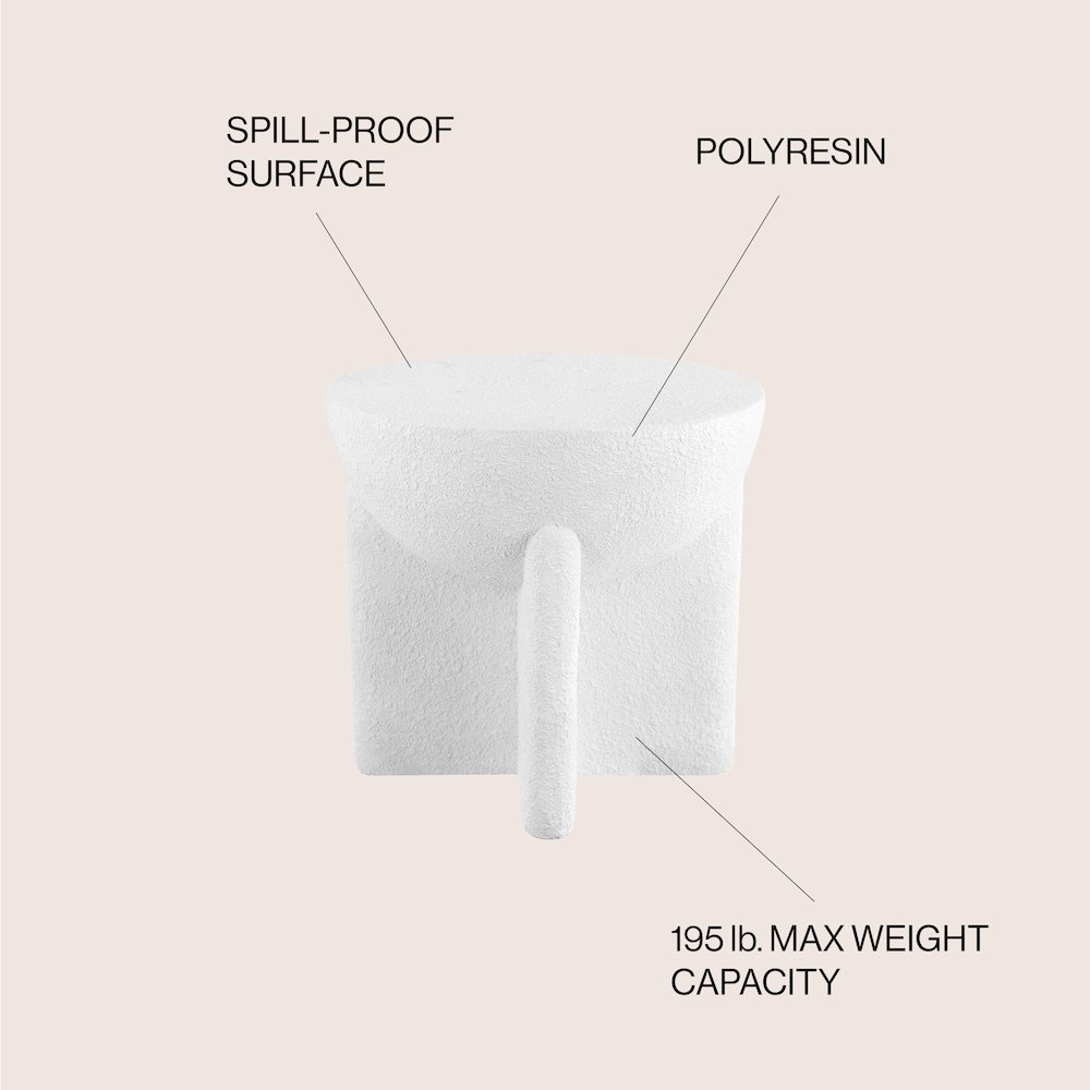 Brady 16.25" Minimalist Sculptural Indoor/Outdoor Accent Table and Garden Stool. Picture 4