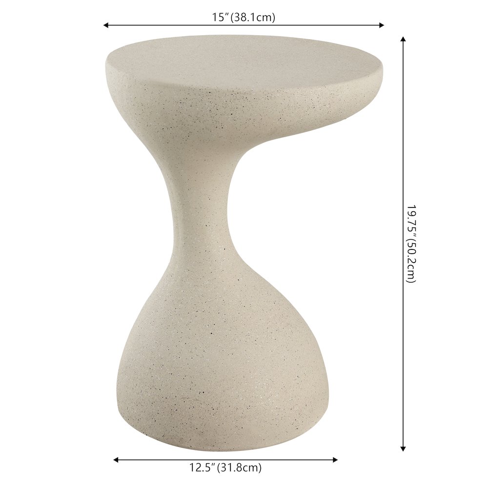 Boracay 19.75" Sculptural Polyresin Indoor/Outdoor Accent Side Table & Stool. Picture 4