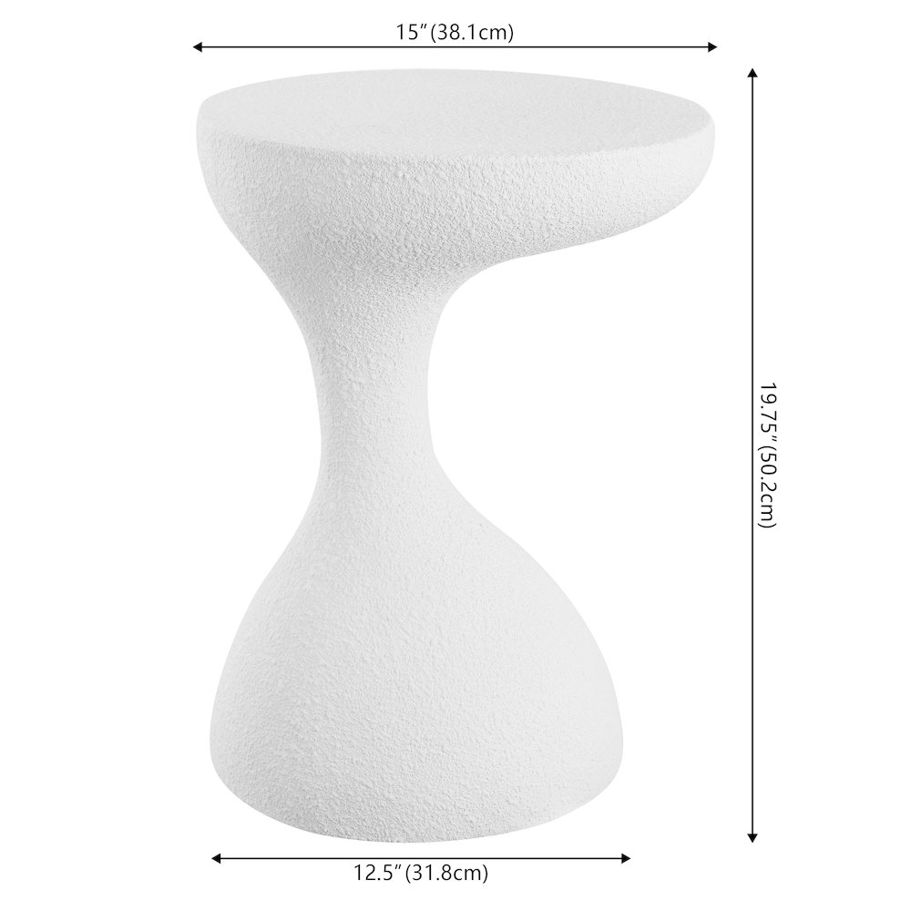 Boracay 19.75" Sculptural Polyresin Indoor/Outdoor Accent Side Table & Stool. Picture 4