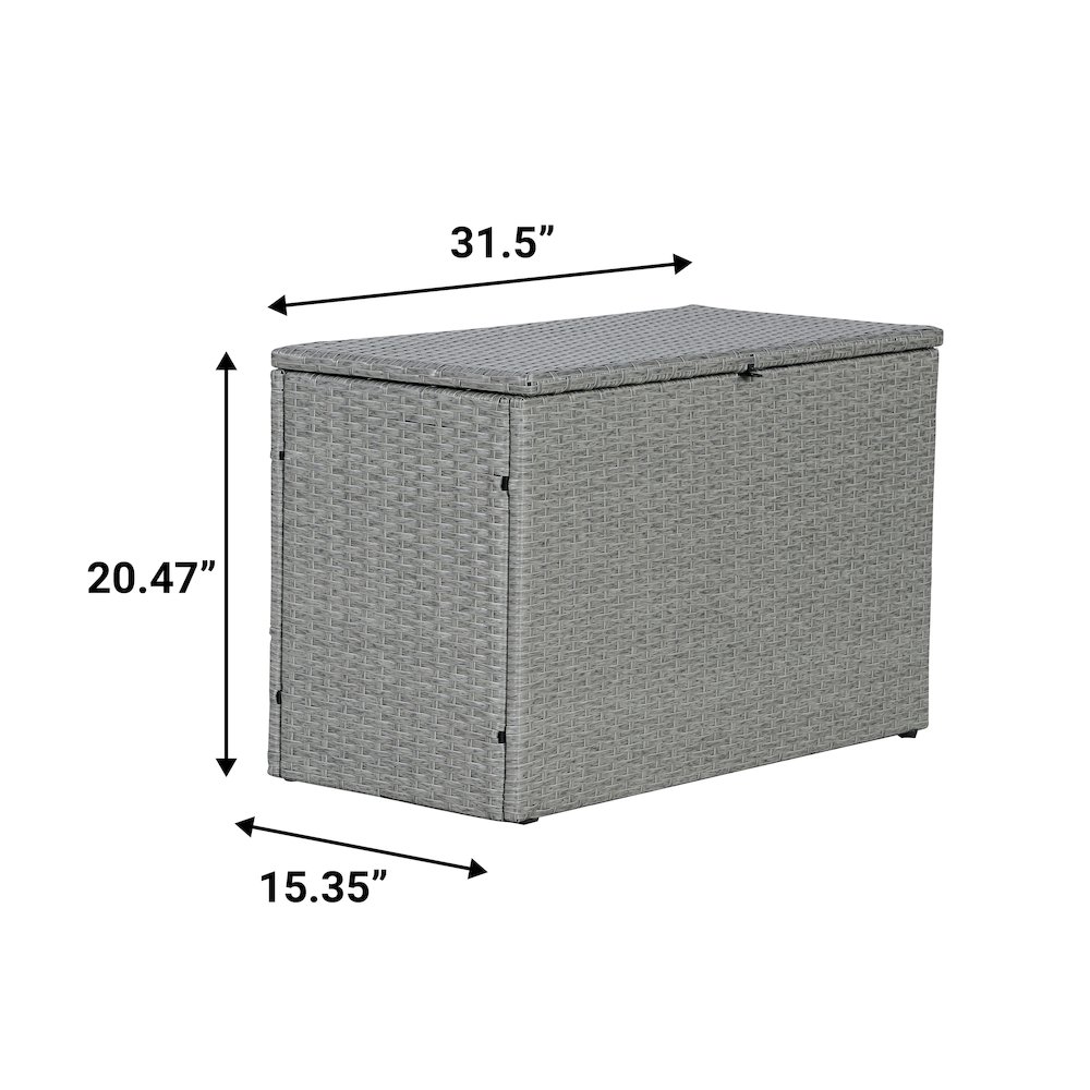 Nino Modern Minimalist Outdoor Faux Wicker Deck And Patio Storage Box. Picture 3