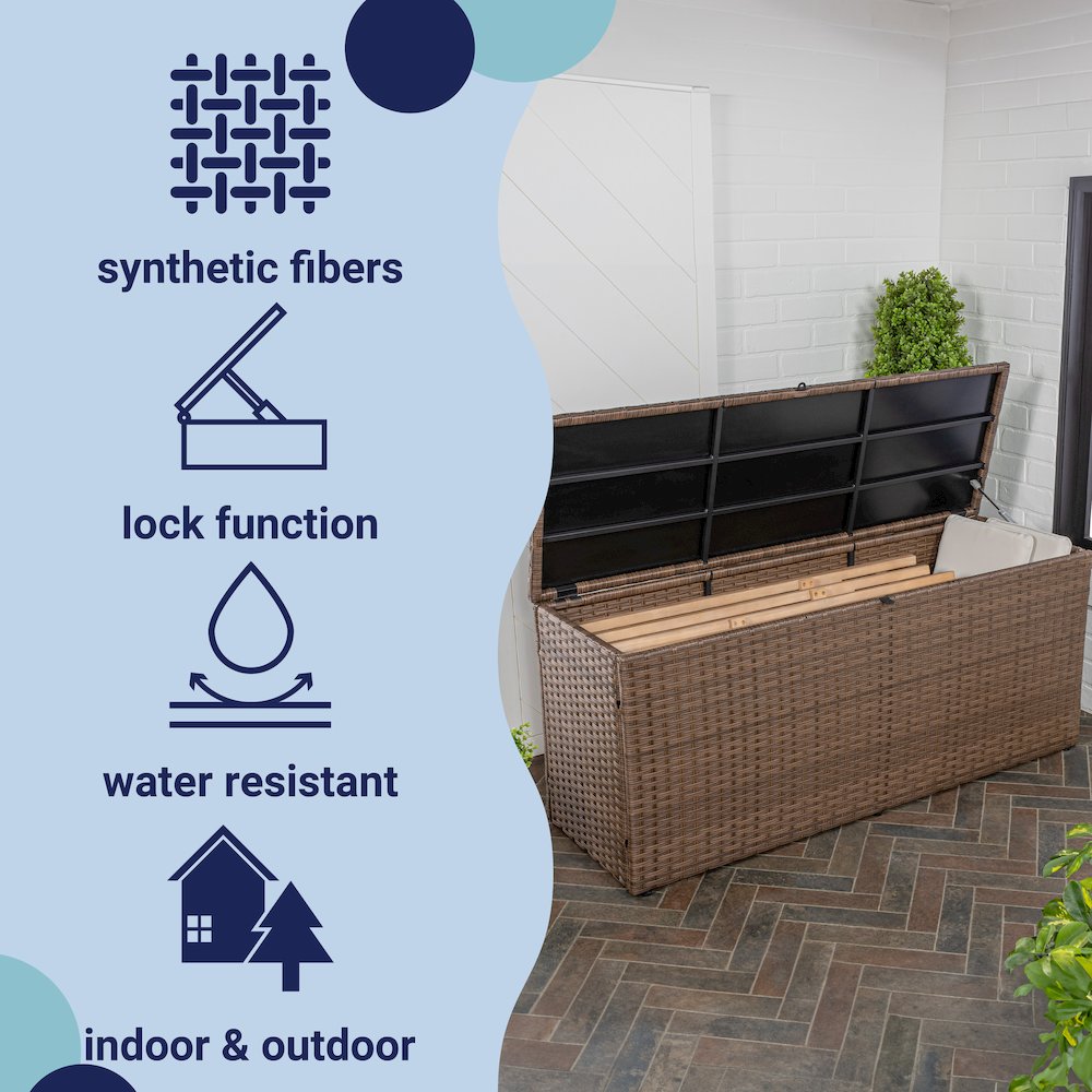 Nino Modern Minimalist Outdoor Faux Wicker Deck And Patio Storage Box. Picture 4