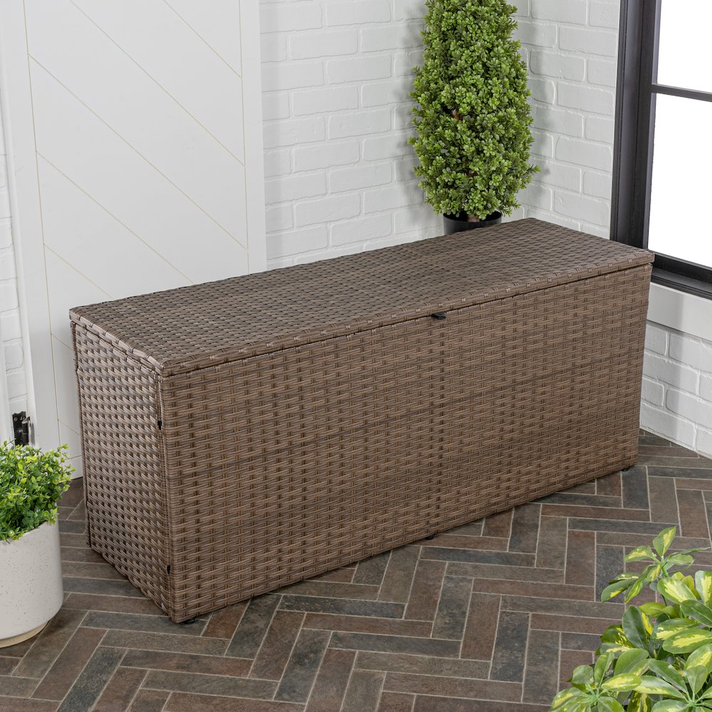 Nino Modern Minimalist Outdoor Faux Wicker Deck And Patio Storage Box. Picture 1