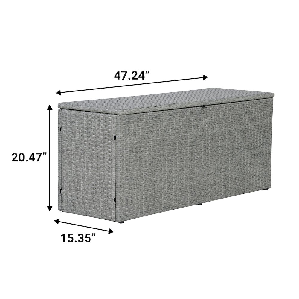 Nino Modern Minimalist Outdoor Faux Wicker Deck And Patio Storage Box. Picture 3