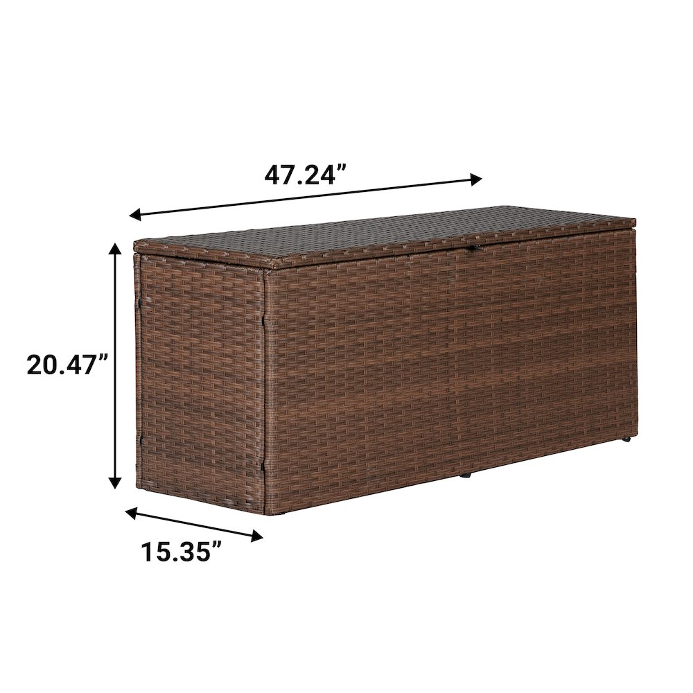 Nino Modern Minimalist Outdoor Faux Wicker Deck And Patio Storage Box. Picture 3