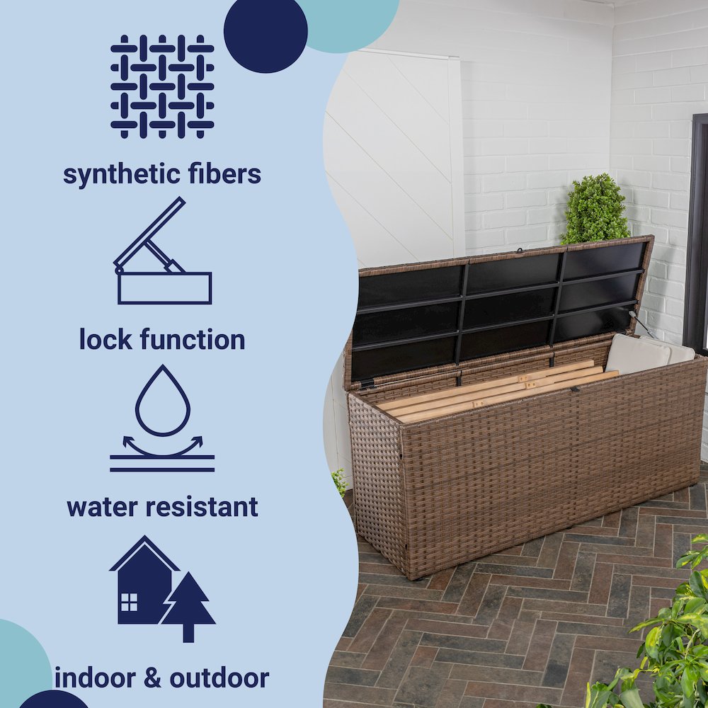 Nino Modern Minimalist Outdoor Faux Wicker Deck And Patio Storage Box. Picture 4