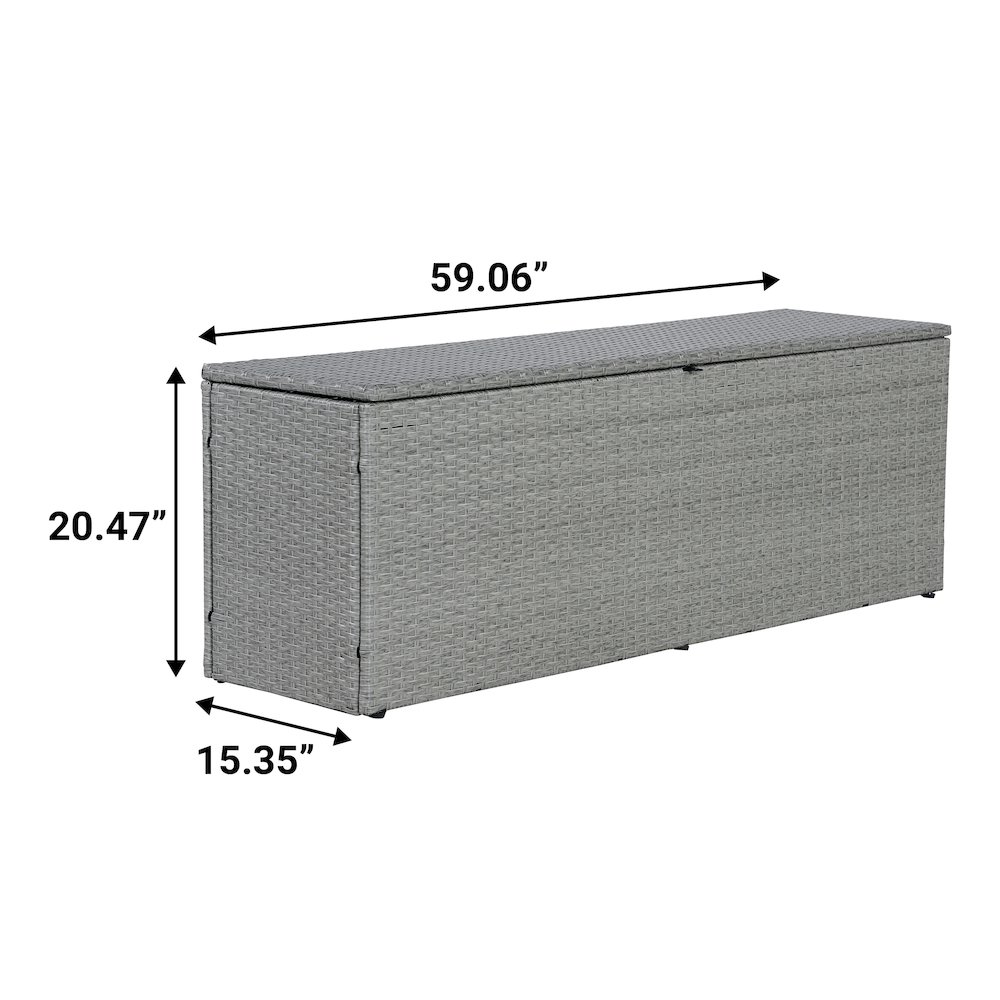 Nino Modern Minimalist Outdoor Faux Wicker Deck And Patio Storage Box. Picture 3