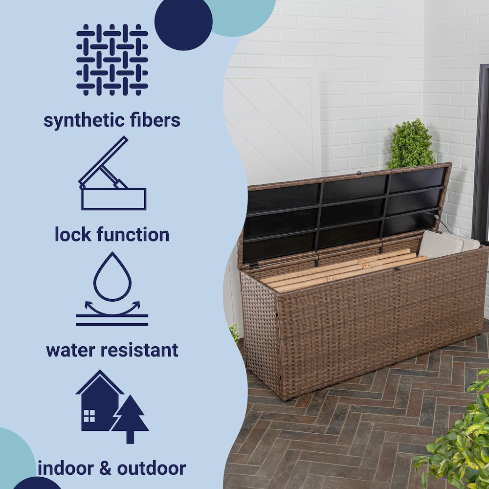 Nino Modern Minimalist Outdoor Faux Wicker Deck And Patio Storage Box. Picture 4
