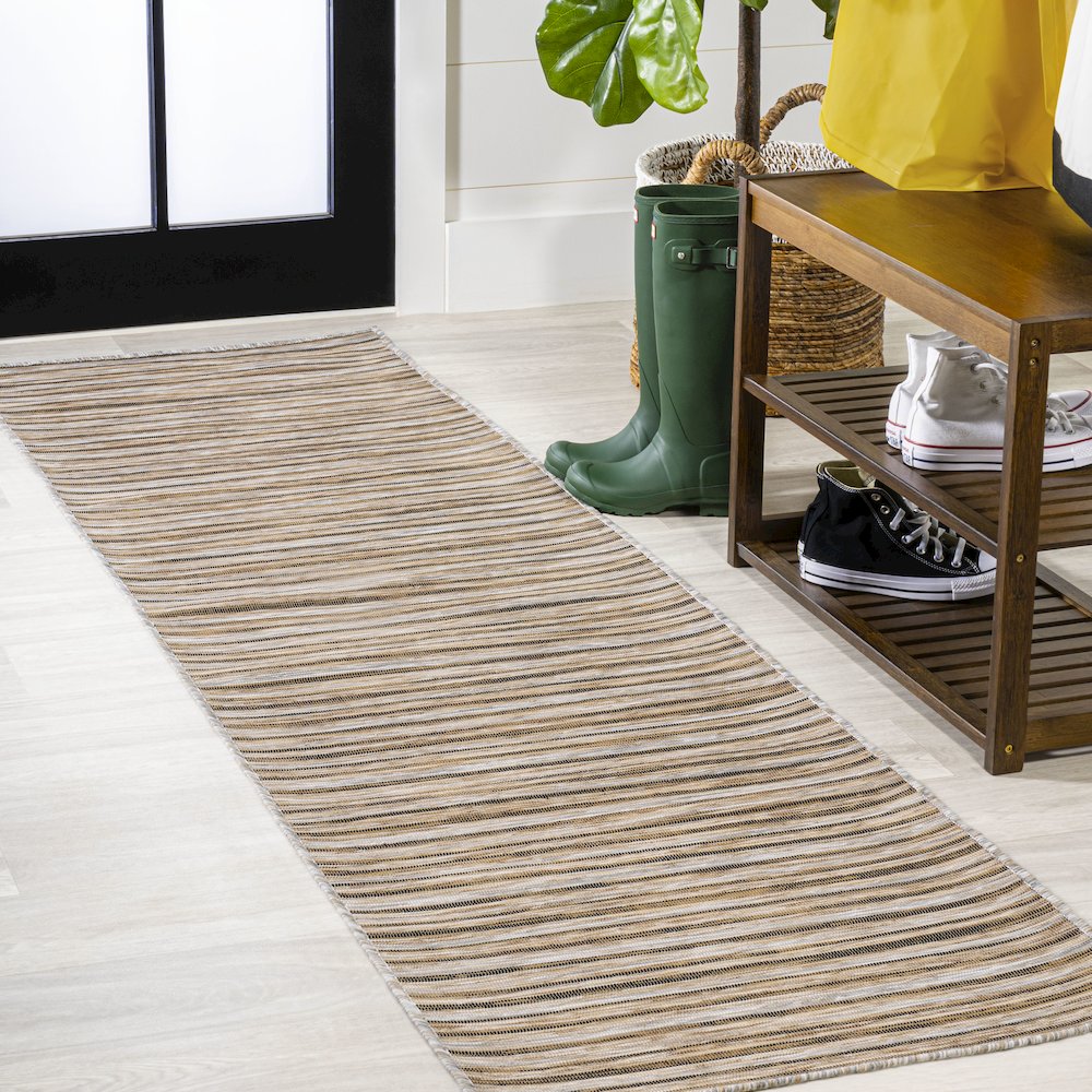 Finn Modern Farmhouse Pinstripe Area Rug. Picture 2
