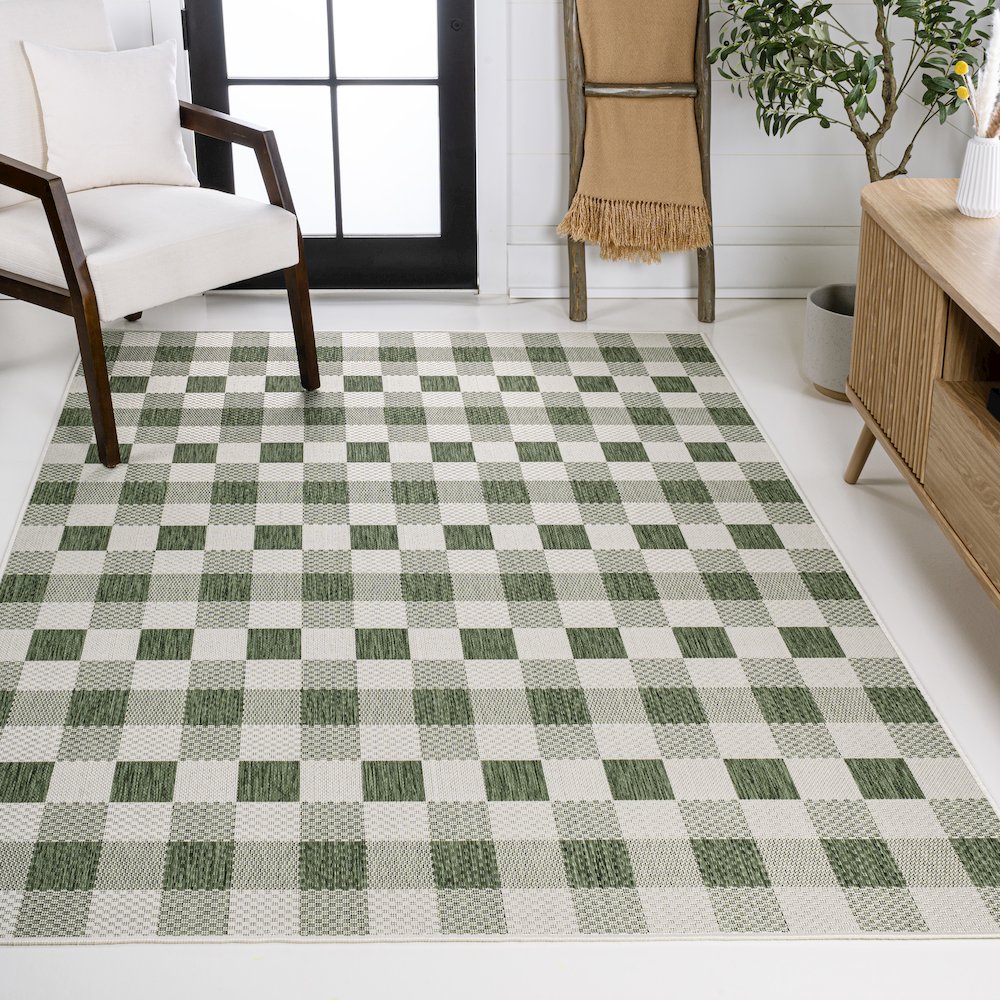 Darcy Traditional Geometric Bold Gingham Indoor/Outdoor Area Rug. Picture 2