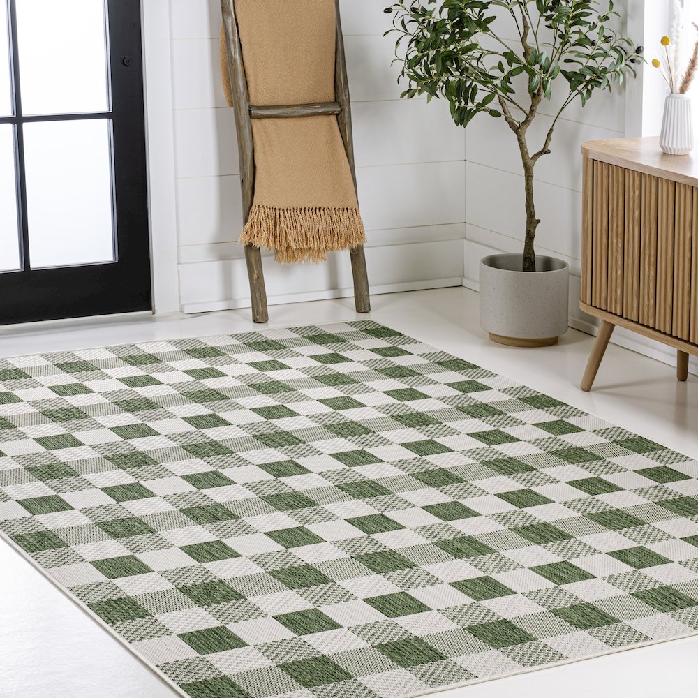 Darcy Traditional Geometric Bold Gingham Indoor/Outdoor Area Rug. Picture 3