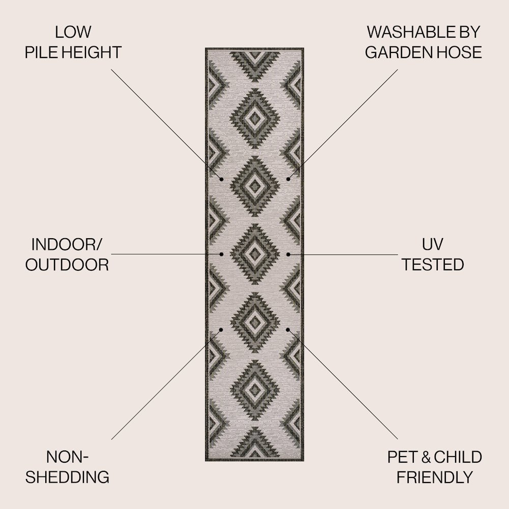 Lior Geometric Moroccan Diamond Indoor/Outdoor Area Rug. Picture 2