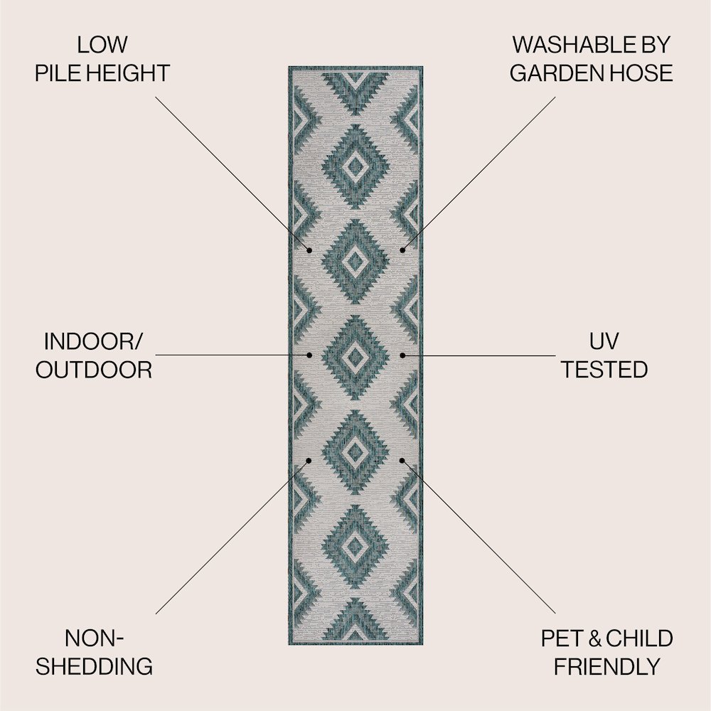 Lior Geometric Moroccan Diamond Indoor/Outdoor Area Rug. Picture 2