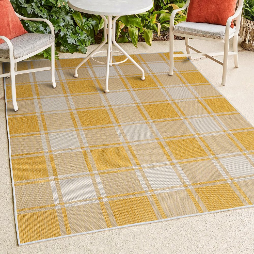 Sabine Traditional Farmhouse Bold Gingham Indoor/Outdoor Area Rug. Picture 4