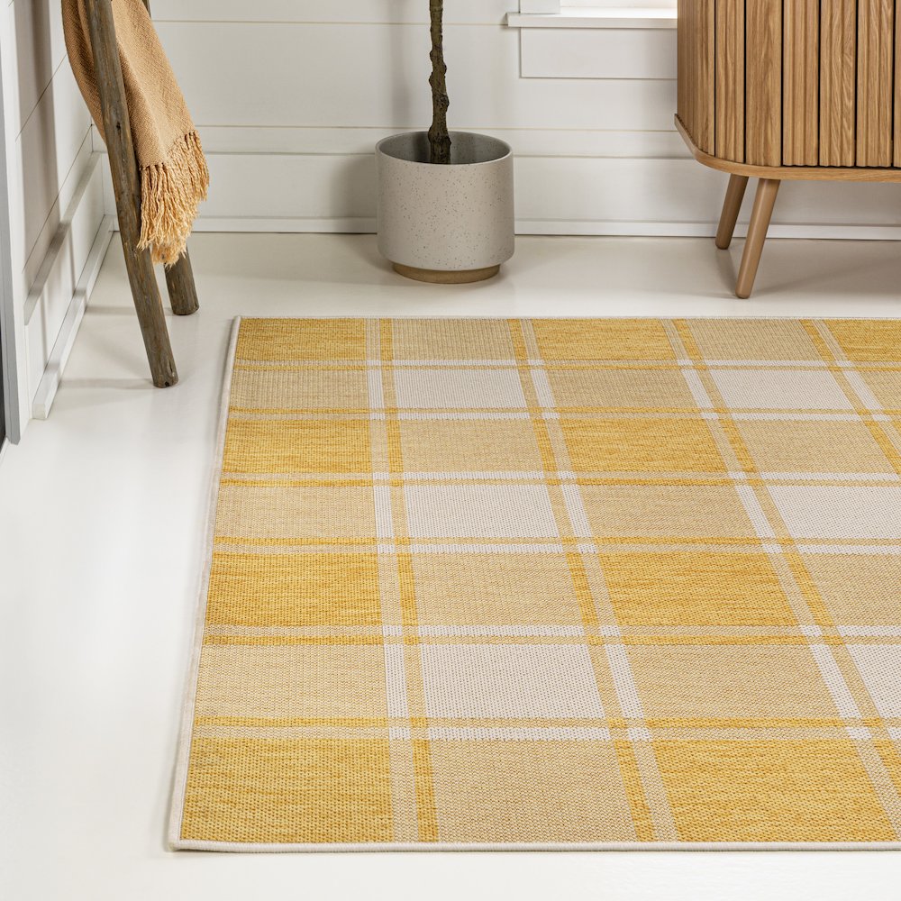 Sabine Traditional Farmhouse Bold Gingham Indoor/Outdoor Area Rug. Picture 1