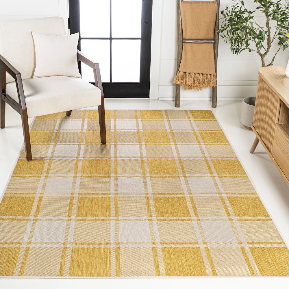 Sabine Traditional Farmhouse Bold Gingham Indoor/Outdoor Area Rug. Picture 2