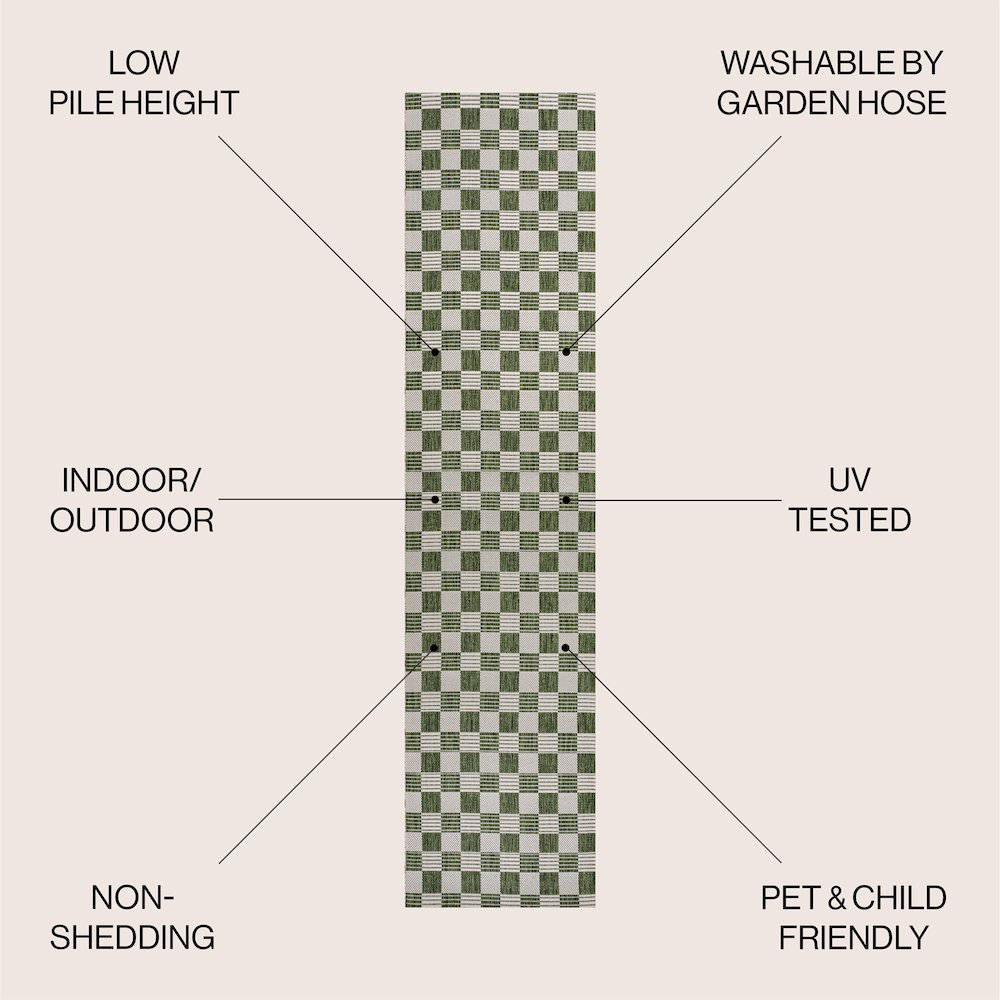 Aimee Traditional Cottage Checkerboard Indoor/Outdoor Area Rug. Picture 2