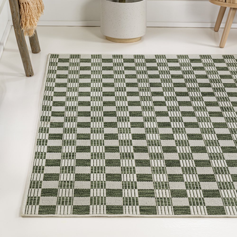 Aimee Traditional Cottage Checkerboard Indoor/Outdoor Area Rug. Picture 1