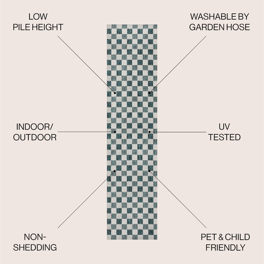 Aimee Traditional Cottage Checkerboard Indoor/Outdoor Area Rug. Picture 2