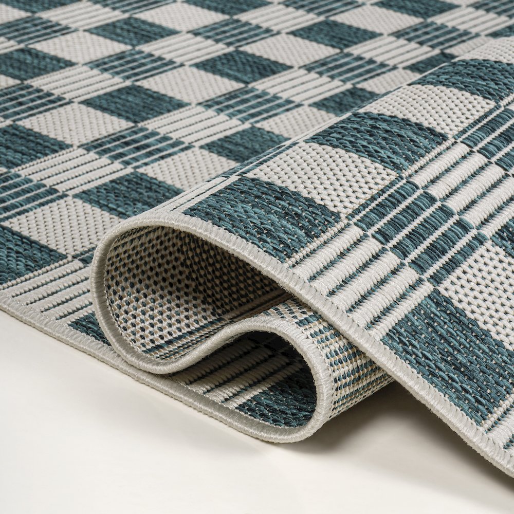 Aimee Traditional Cottage Checkerboard Indoor/Outdoor Area Rug. Picture 5