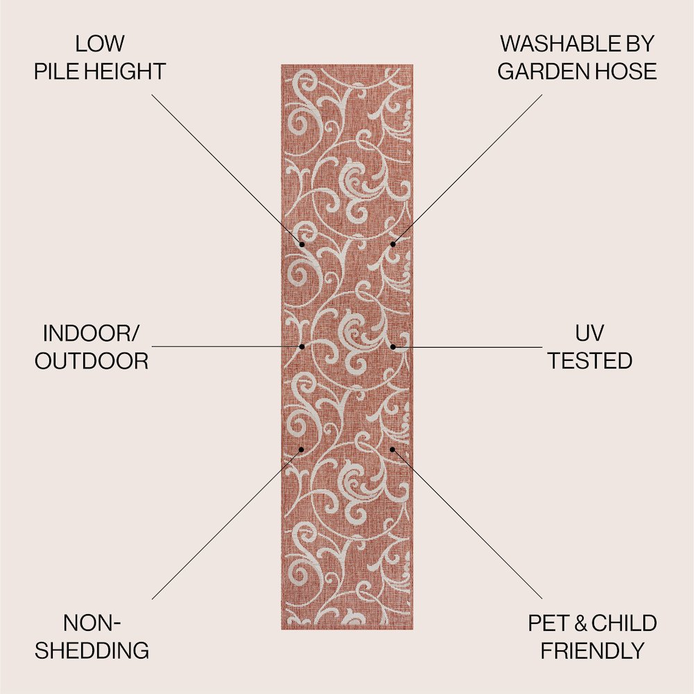 Maribel Traditional Classic All-Over Scroll indoor/Outdoor Area Rug. Picture 2