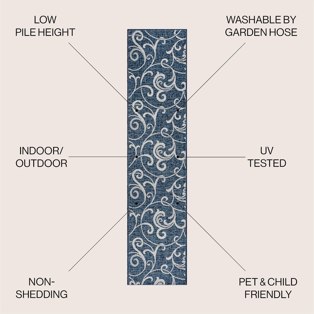 Maribel Traditional Classic All-Over Scroll indoor/Outdoor Area Rug. Picture 2
