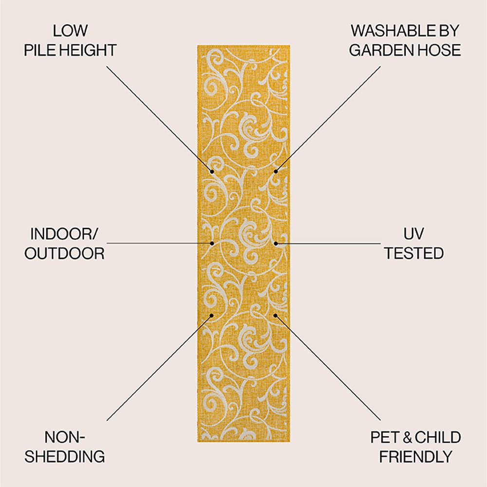 Maribel Traditional Classic All-Over Scroll indoor/Outdoor Area Rug. Picture 2