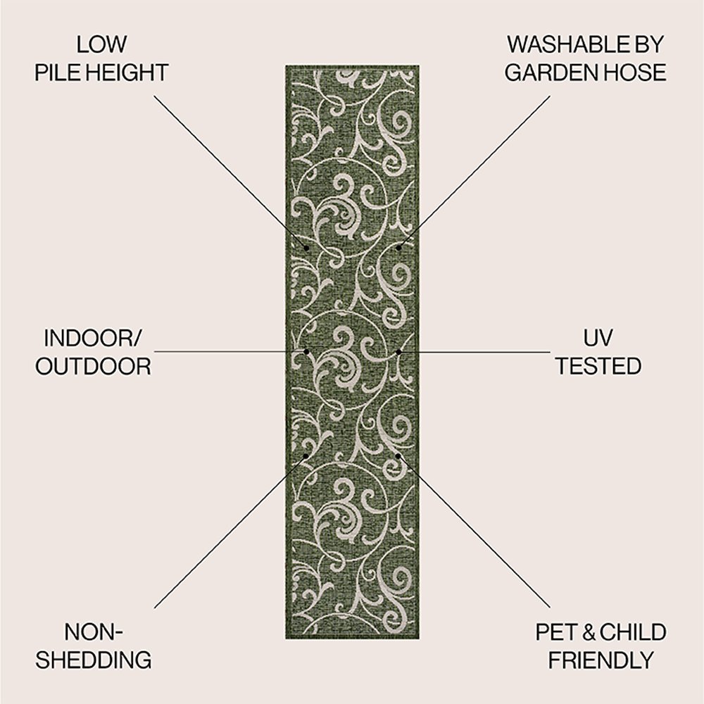 Maribel Traditional Classic All-Over Scroll indoor/Outdoor Area Rug. Picture 2