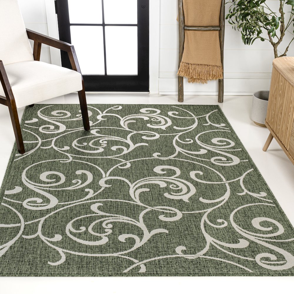 Maribel Traditional Classic All-Over Scroll Indoor/Outdoor Area Rug. Picture 2