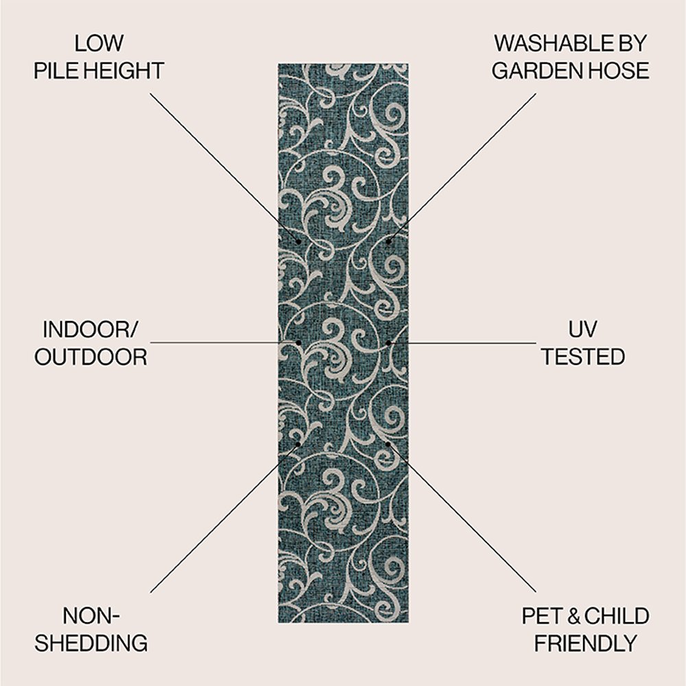 Maribel Traditional Classic All-Over Scroll indoor/Outdoor Area Rug. Picture 2