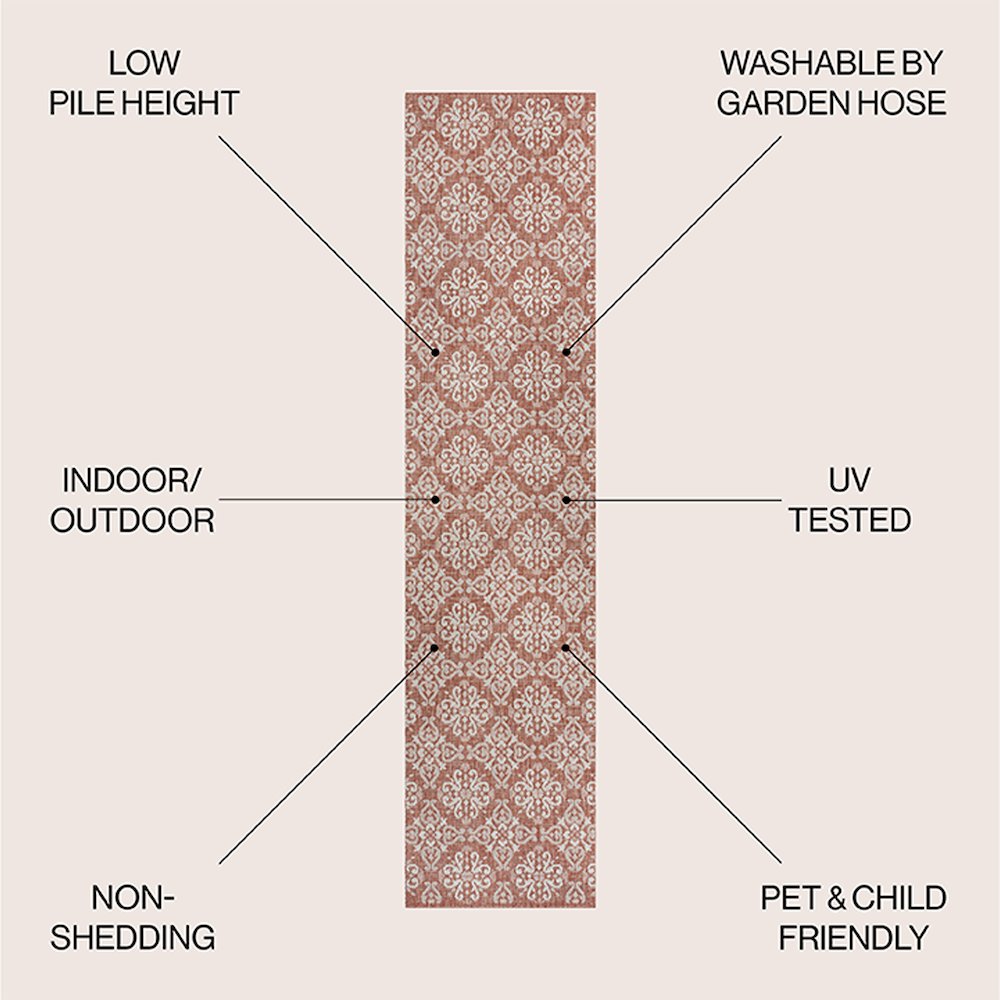 Amora Traditional Mediterranean Tile Design Indoor/Outdoor Area Rug. Picture 2