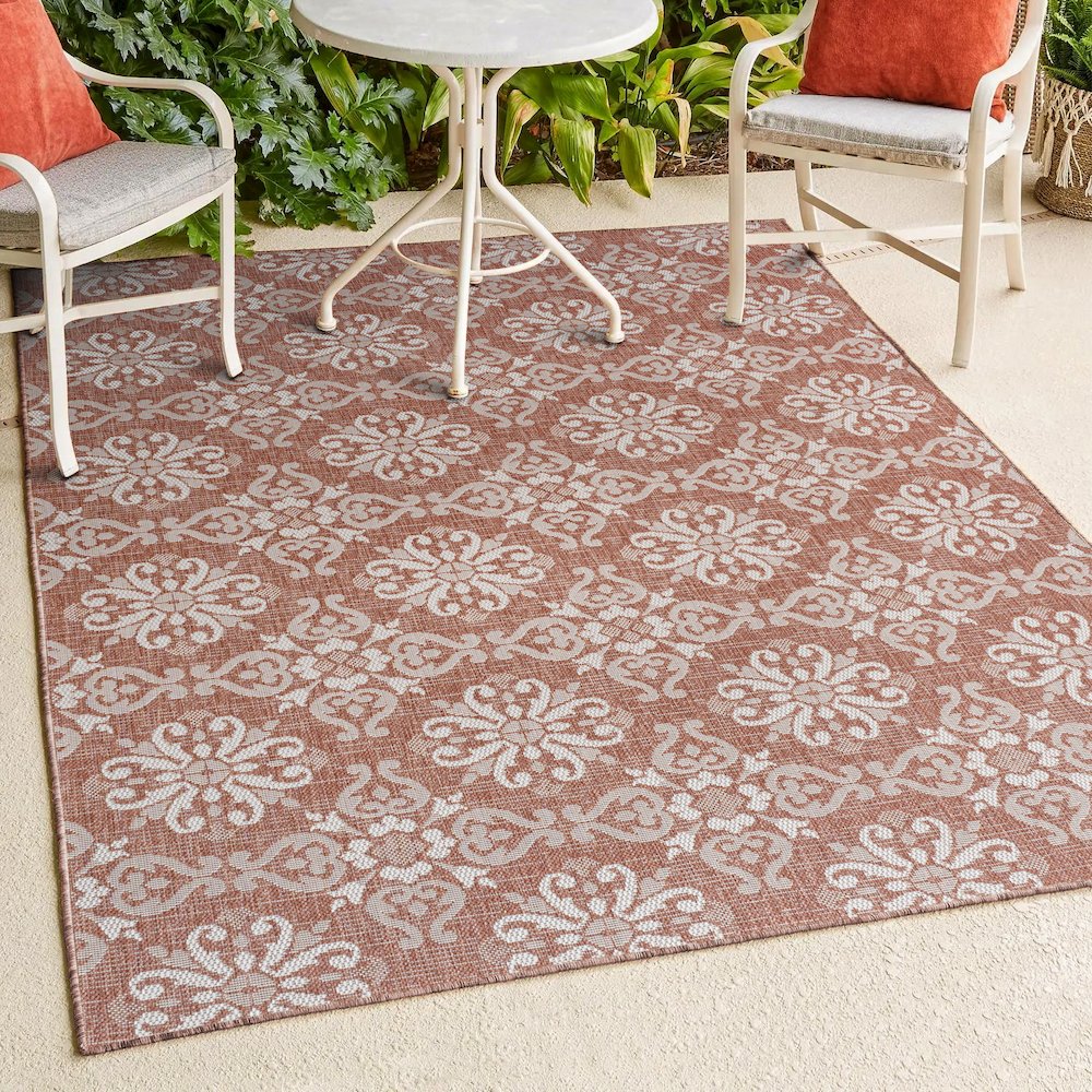 Amora Traditional Mediterranean Tile Design Indoor/Outdoor Area Rug. Picture 4