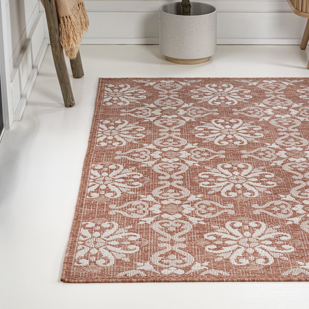 Amora Traditional Mediterranean Tile Design Indoor/Outdoor Area Rug. Picture 1