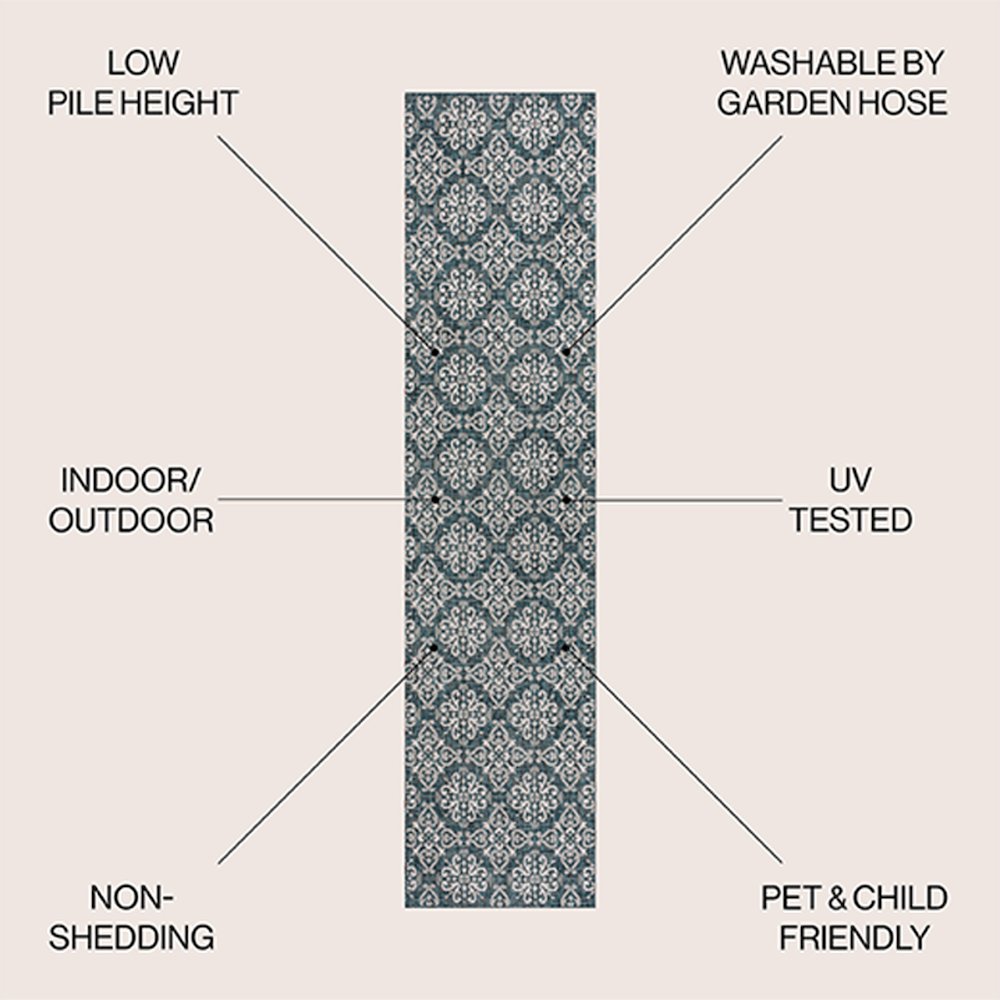 Amora Traditional Mediterranean Tile Design Indoor/Outdoor Area Rug. Picture 2