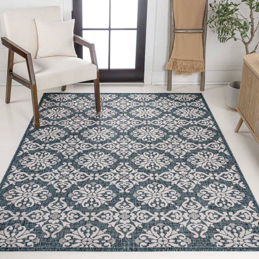 Amora Traditional Mediterranean Tile Design Indoor/Outdoor Area Rug. Picture 2