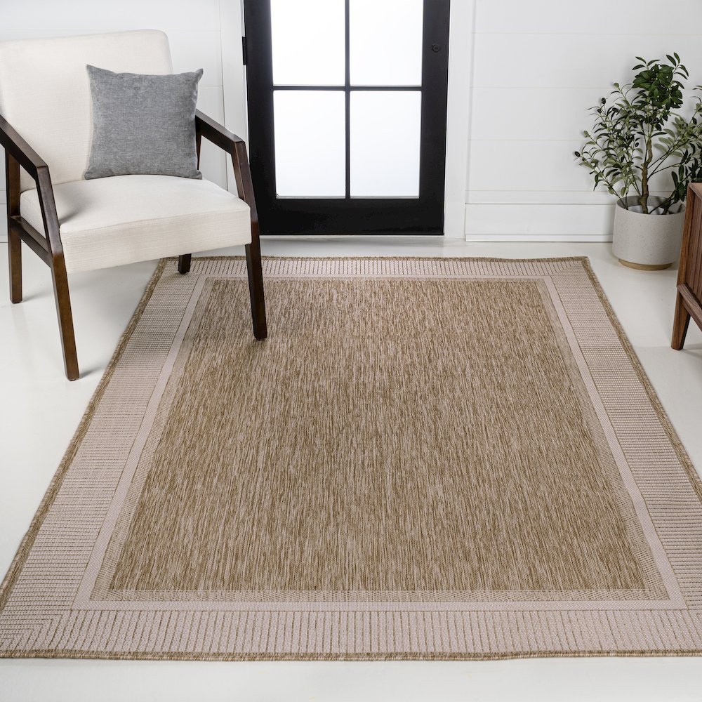 Hali Coastal Casual Wide Stripe Border Indoor/Outdoor Area Rug. Picture 2