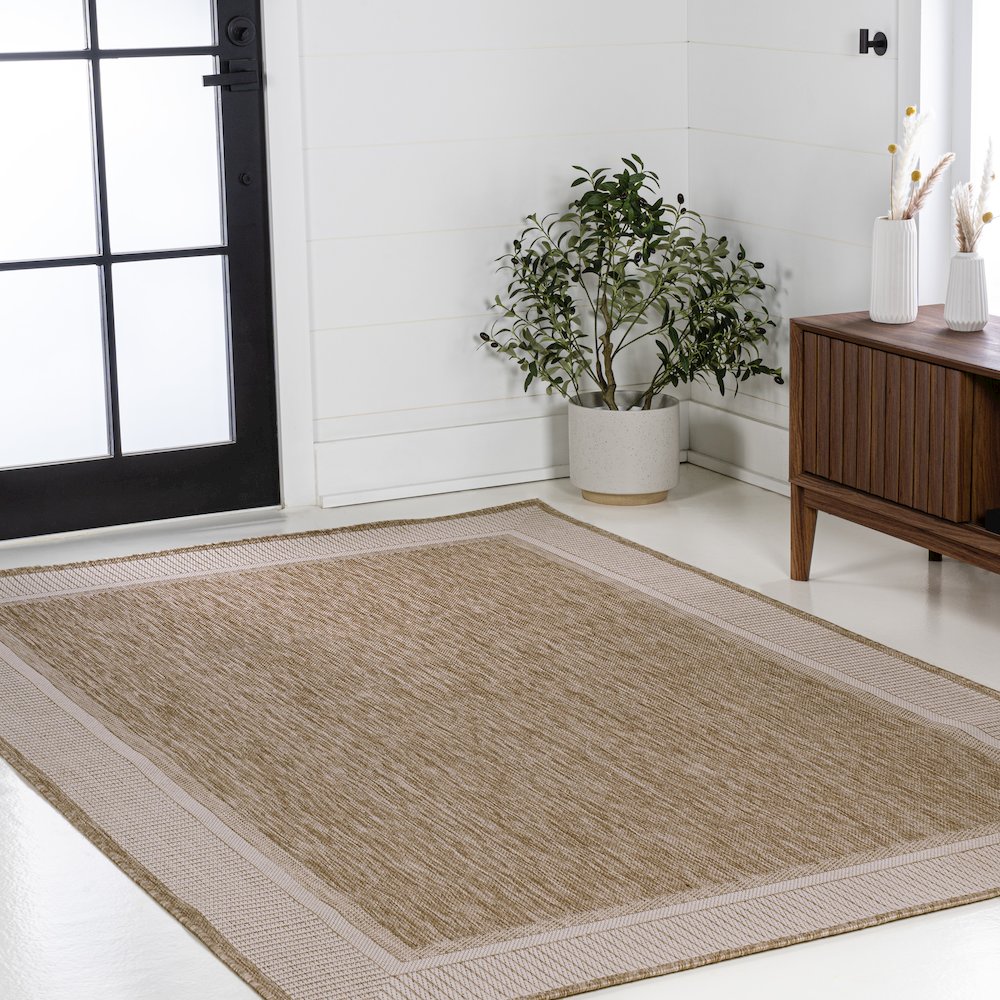 Hali Coastal Casual Wide Stripe Border Indoor/Outdoor Area Rug. Picture 3