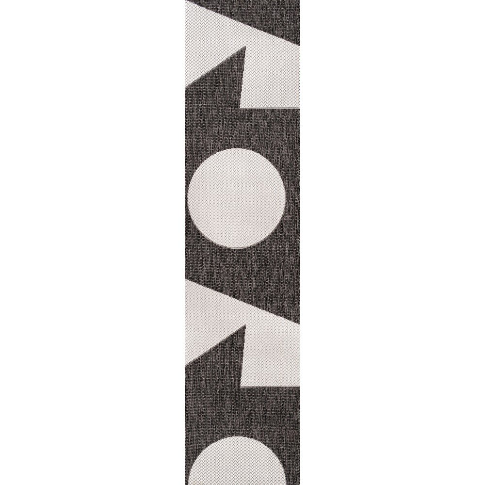 Two-Tone Black/Cream 2 ft. x 8 ft. Indoor/Outdoor Runner Rug. Picture 1