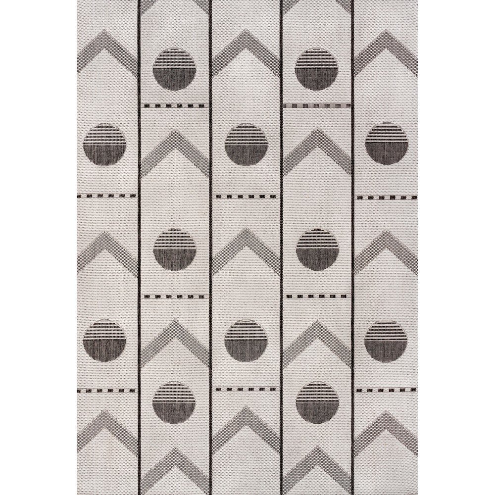 Soren Modern Geometric Cream/Black 3 ft. x 5 ft. Indoor/Outdoor Area Rug. Picture 1