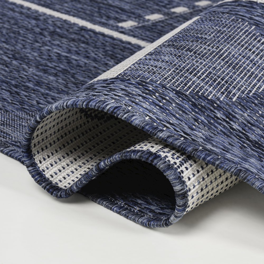 Soren Modern Geometric Navy/Cream 3 ft. x 5 ft. Indoor/Outdoor Area Rug. Picture 5