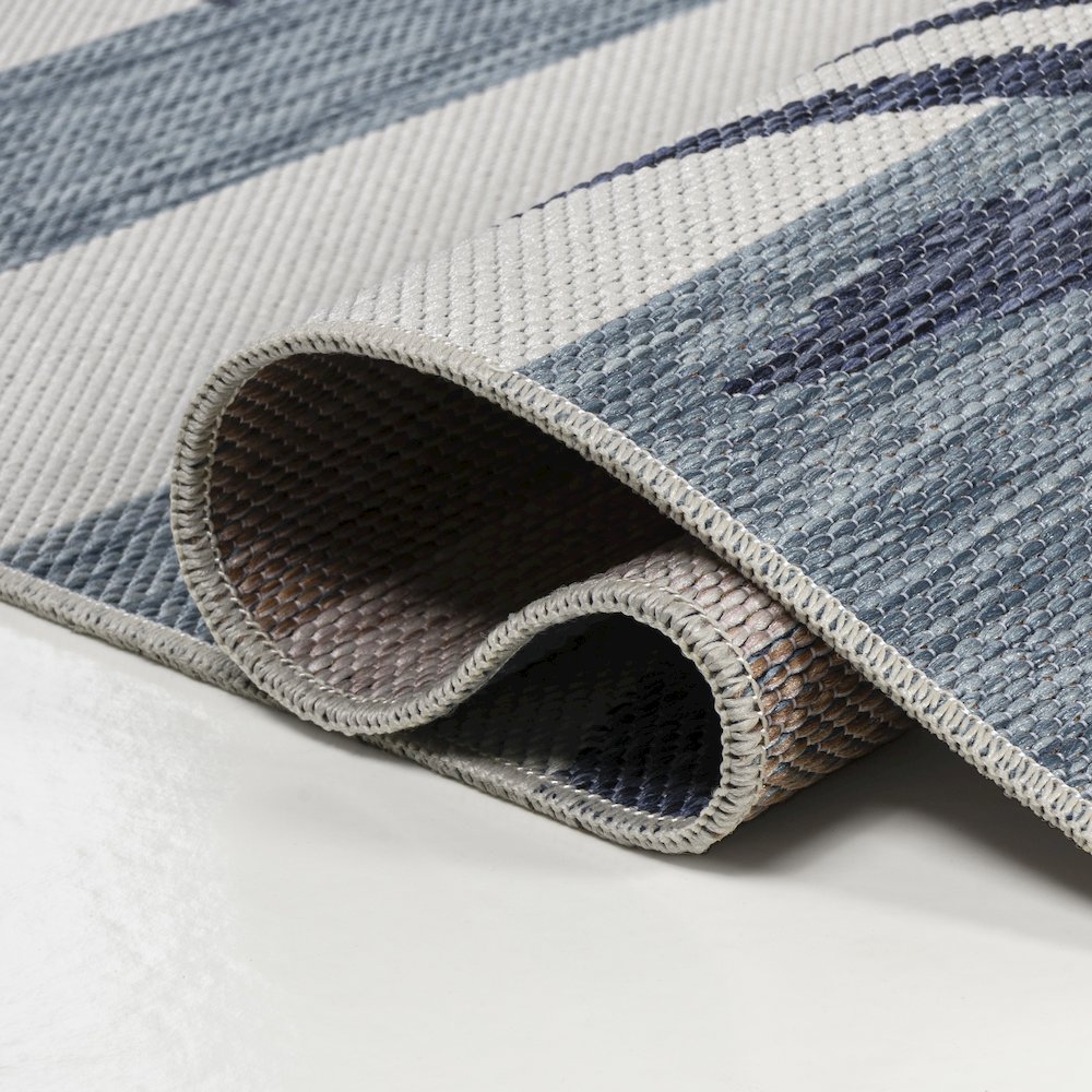 and Palm Leaf Navy/Cream 3 ft. x 5 ft. Indoor/Outdoor Area Rug. Picture 5