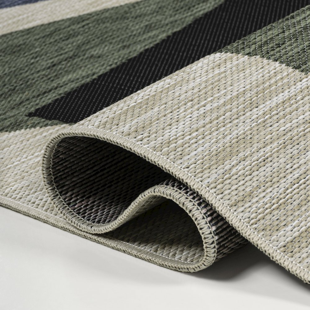 Palm Leaf Navy/Cream 3 ft. x 5 ft. Indoor/Outdoor Area Rug. Picture 5