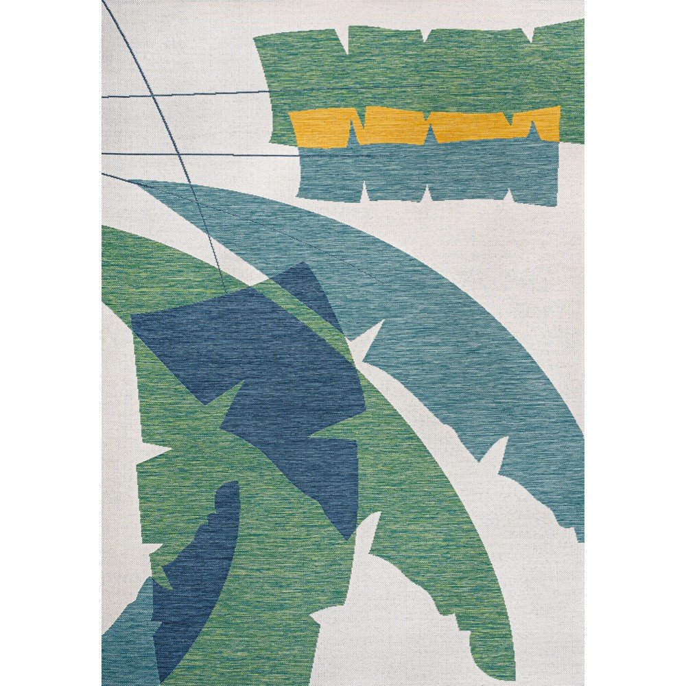 Palm Leaf Green/Cream 3 ft. x 5 ft. Indoor/Outdoor Area Rug. Picture 1