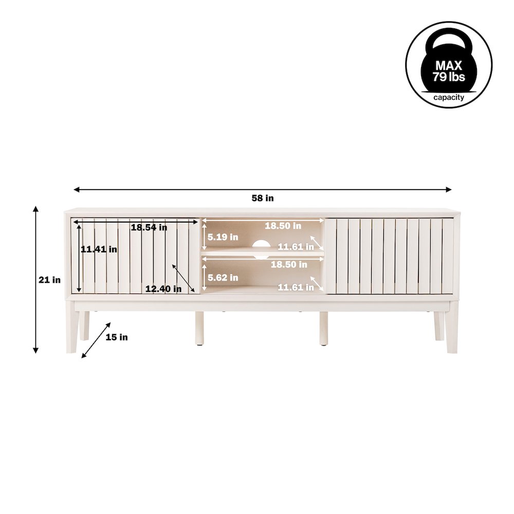 Farmhouse 3-Storage Sliding Door TV Stand Fits TVs up to 65 in. Picture 2